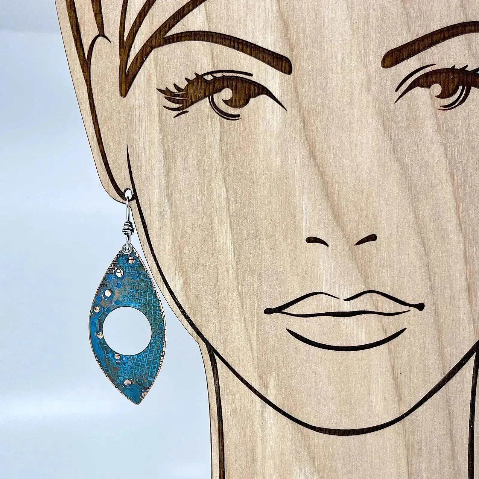 Copper Blue Patina and Sterling Earrings