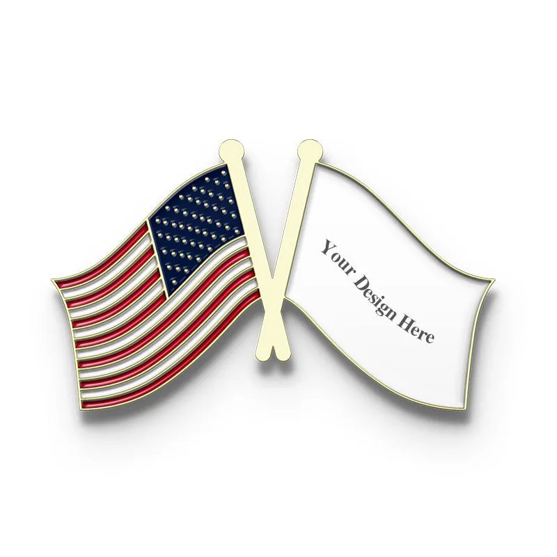 Crossed Flag Pins - America & Custom