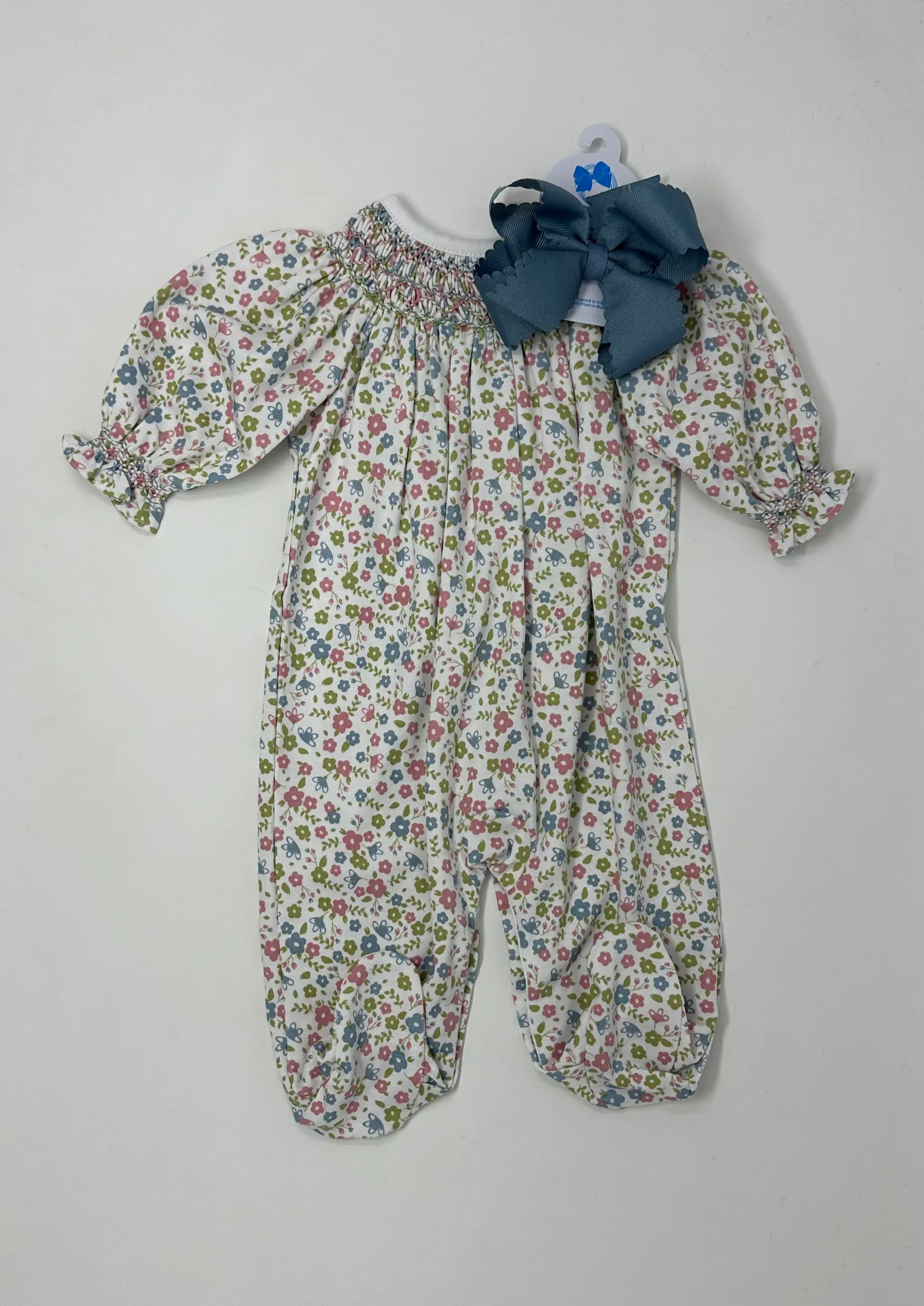 Darlene Pima Hand Smocked Bishop Footie