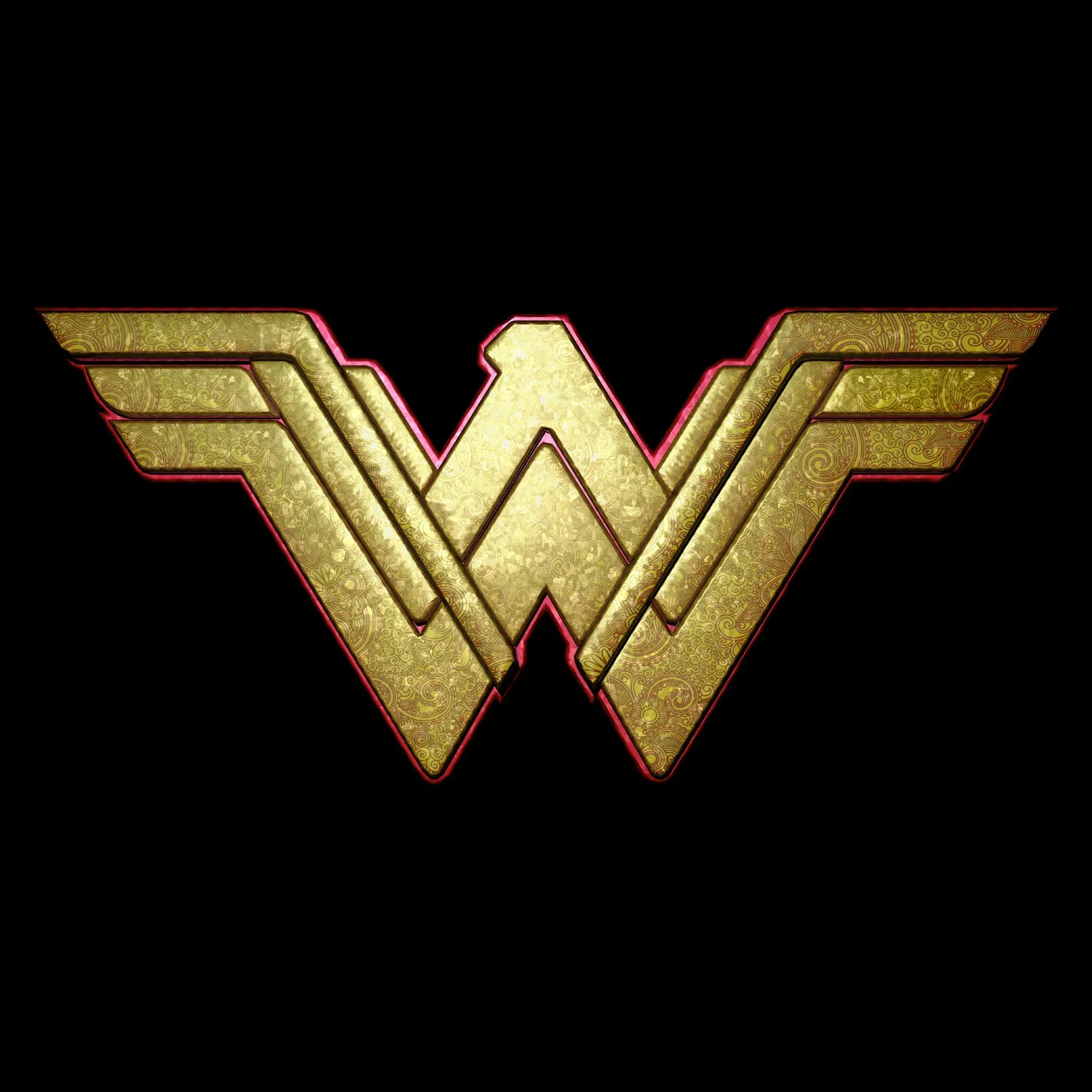 DC Wonder Woman Logo 3D Paisley Official Men's T-shirt (Black)