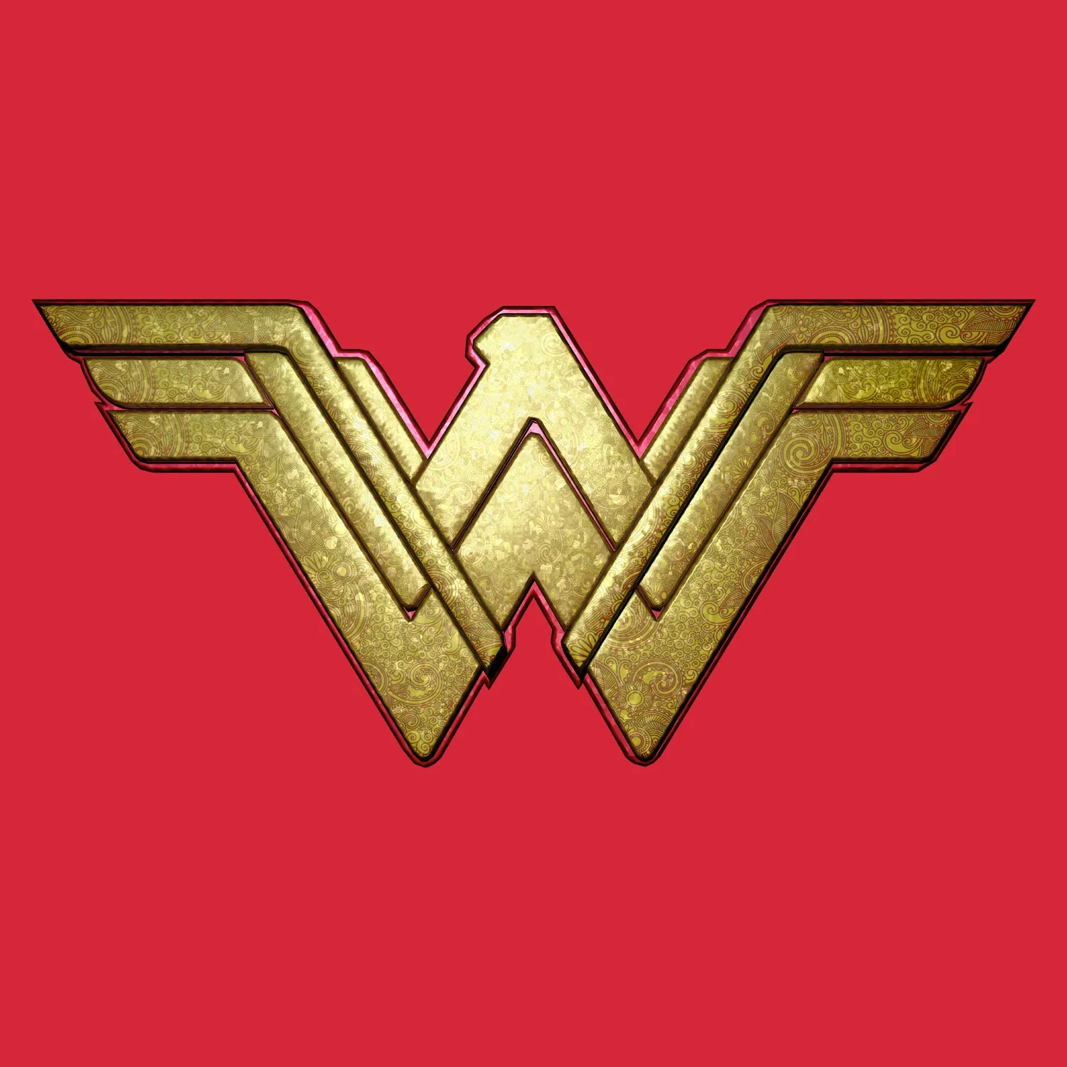 DC Wonder Woman Logo 3D Paisley Official Men's T-shirt (Red)