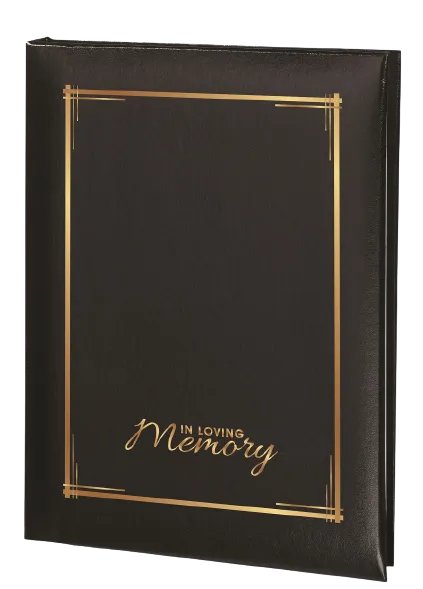 Decorative Frame & In Loving Memory Memorial Guest Book - 6 Ring - STGR105-Black