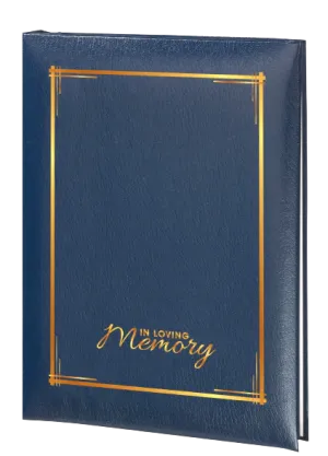 Decorative Frame & In Loving Memory Memorial Guest Book - 6 Ring - STGR105-Blue