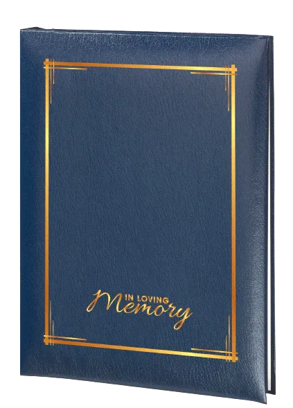 Decorative Frame & In Loving Memory Memorial Guest Book - 6 Ring - STGR105-Blue