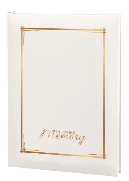 Decorative Frame & In Loving Memory Memorial Guest Book - 6 Ring - STGR105-White