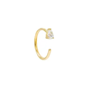 Diamond Teardrop Threader Hoop Earring 14K