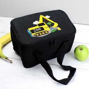 Digger Excavator personalised Black Lunch Bag