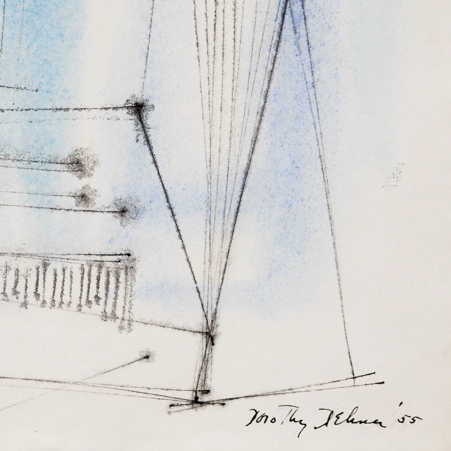 DOROTHY DEHNER “ATHENS” INK AND WATERCOLOR, 1955