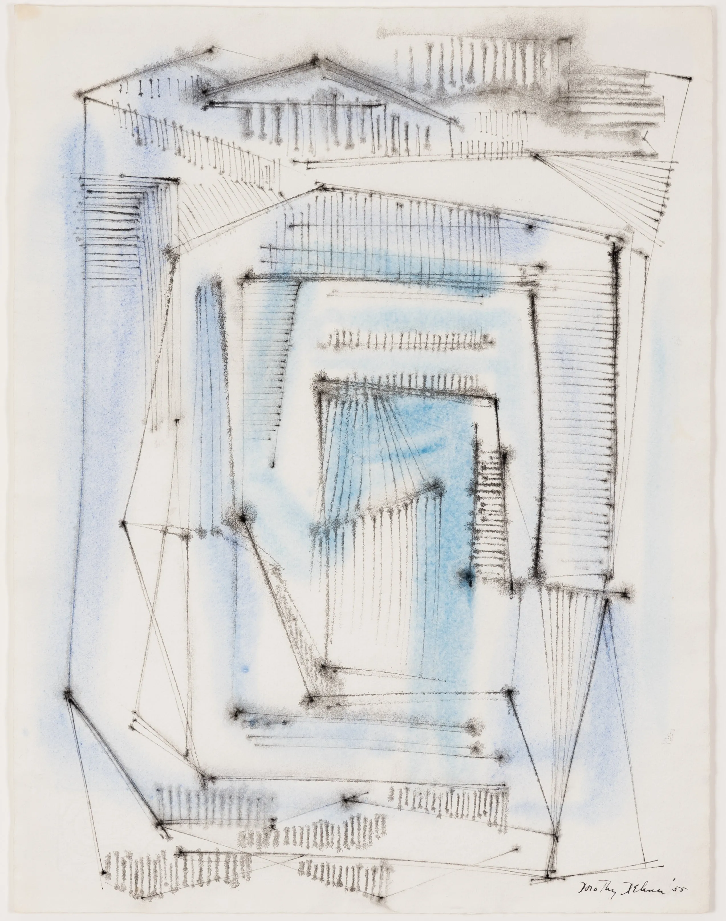DOROTHY DEHNER “ATHENS” INK AND WATERCOLOR, 1955