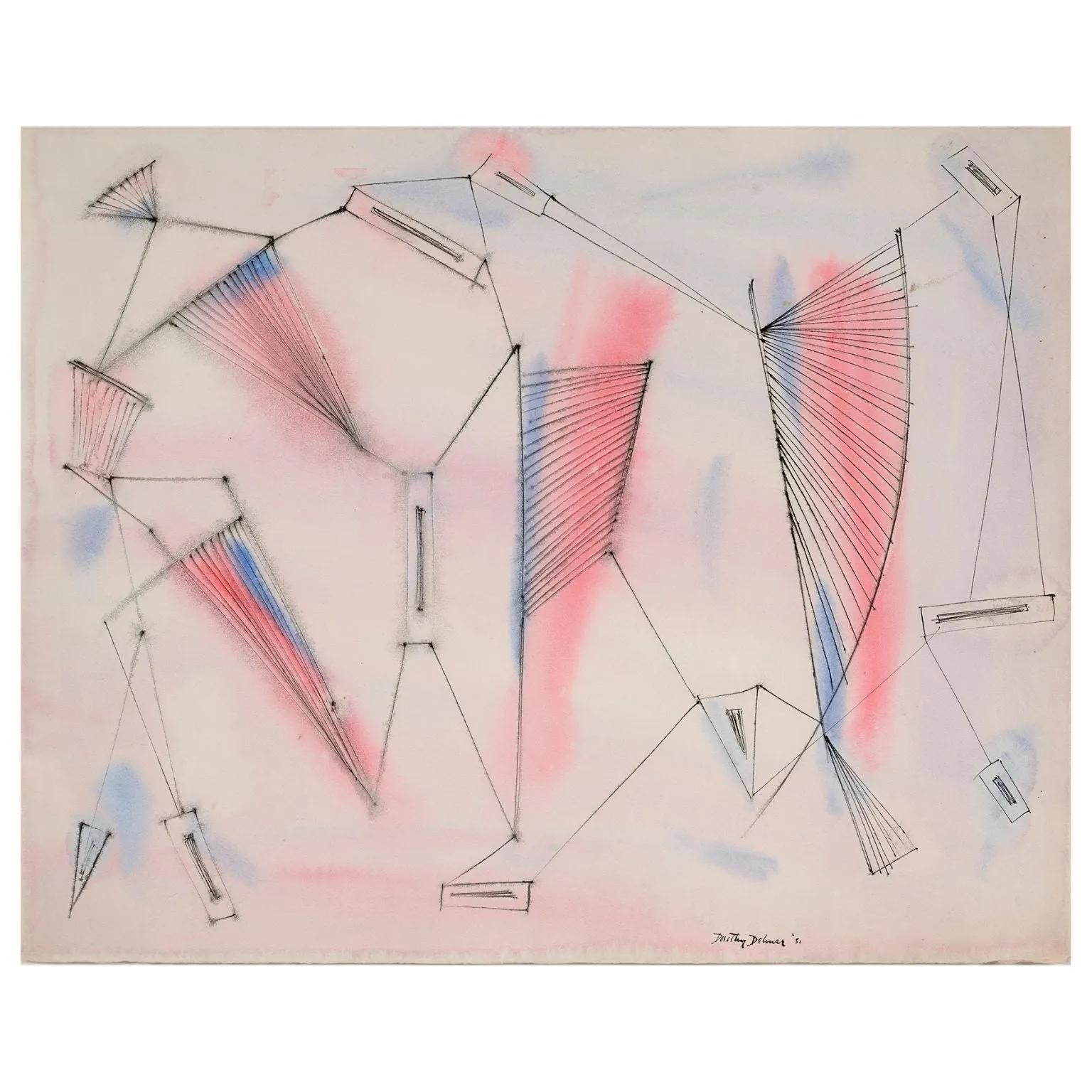 DOROTHY DEHNER “UNTITLED - BLUSH” INK AND WATERCOLOR, 1951