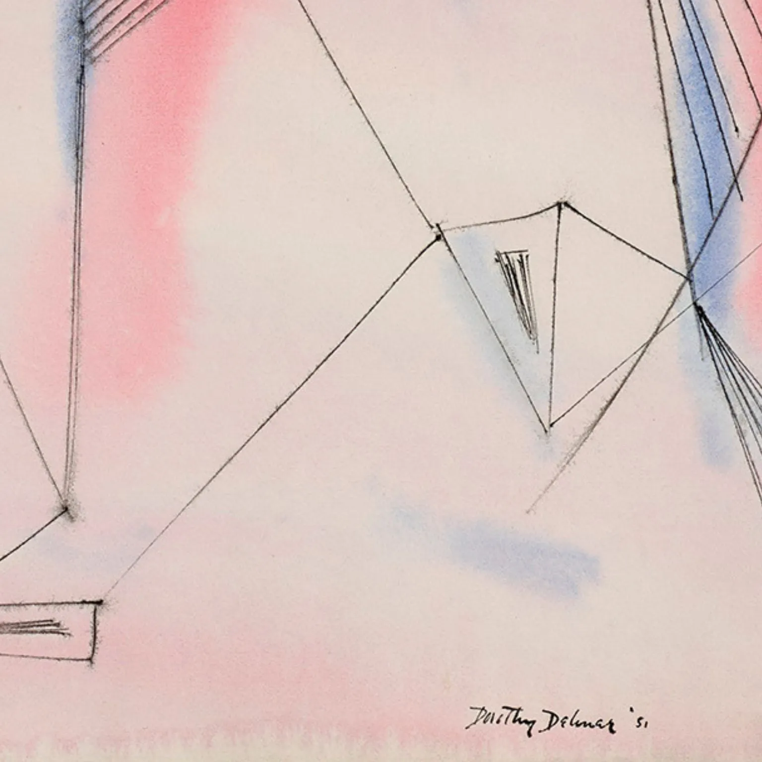DOROTHY DEHNER “UNTITLED - BLUSH” INK AND WATERCOLOR, 1951