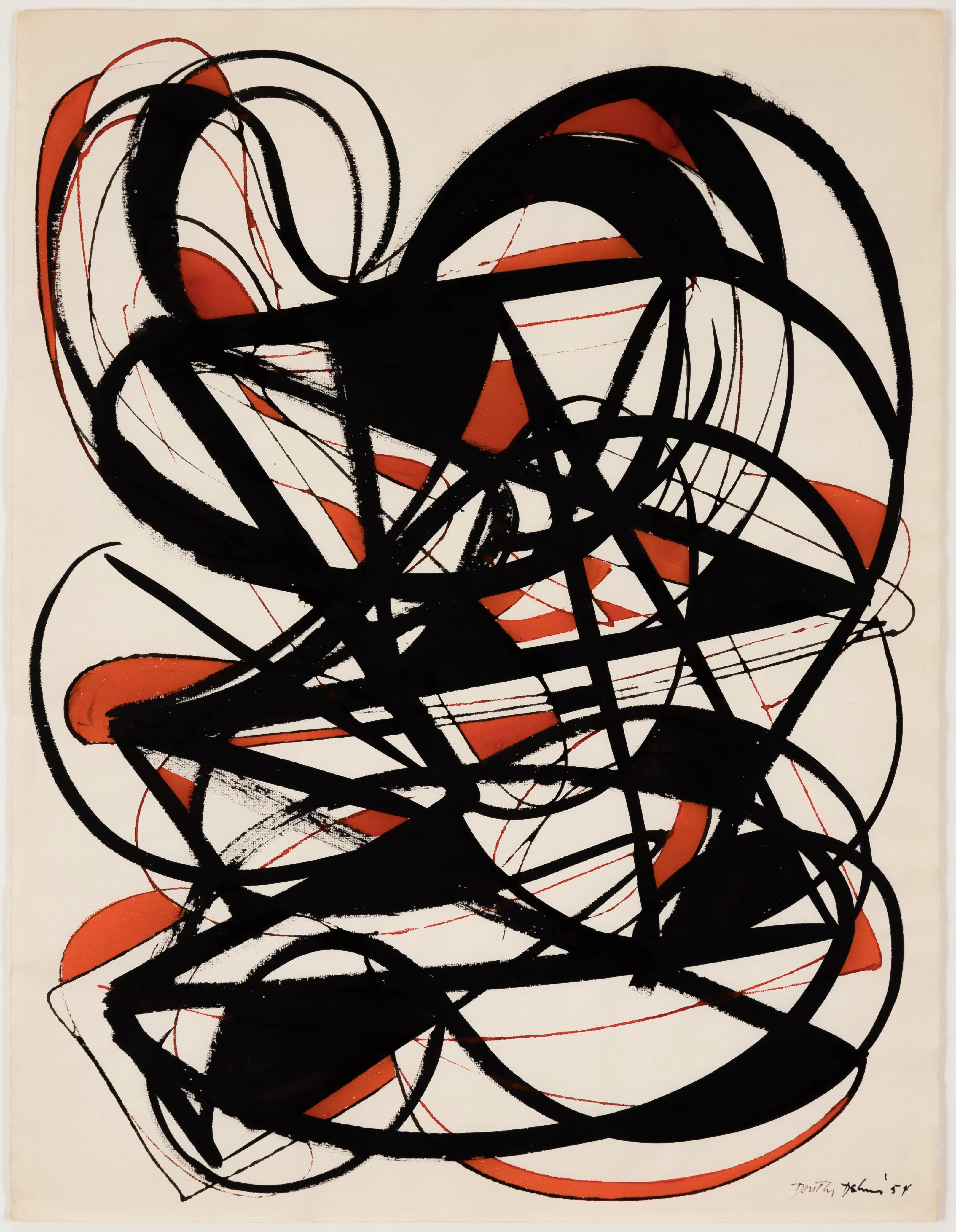 DOROTHY DEHNER “WOMAN IN A TANTRUM” INK AND WATERCOLOR, 1954
