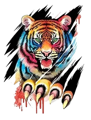 Dripping Paint Watercolor Tiger AI Enhanced Versatile Digital Designed Instant Download   Transparent PNG Fairycore Cottagecore DIY Craft