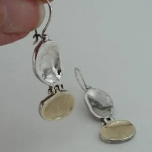 Earrings 9k Yellow Gold 925 Sterling Silver Handmade Hadar Designers (I e452)