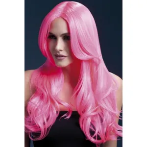 Fever Khloe Wig - Neon Pink, Long Wave with Centre Parting