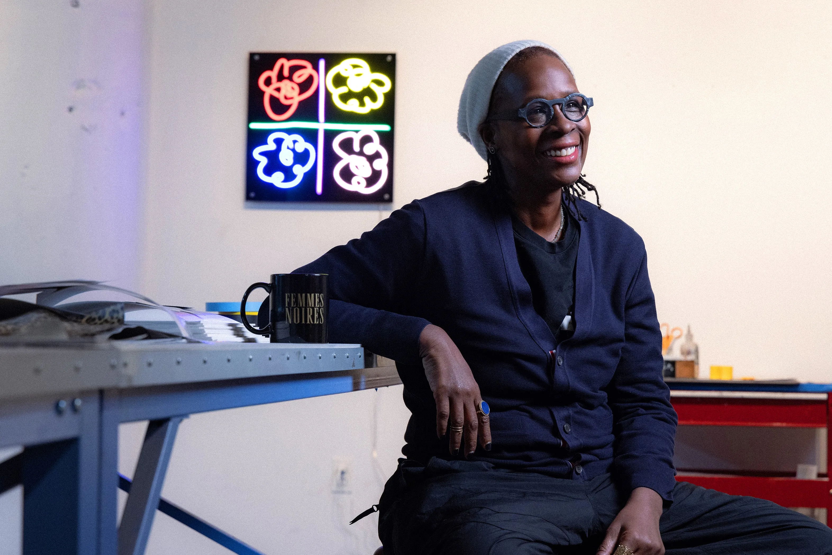 Flowers Neon Sign by Mickalene Thomas