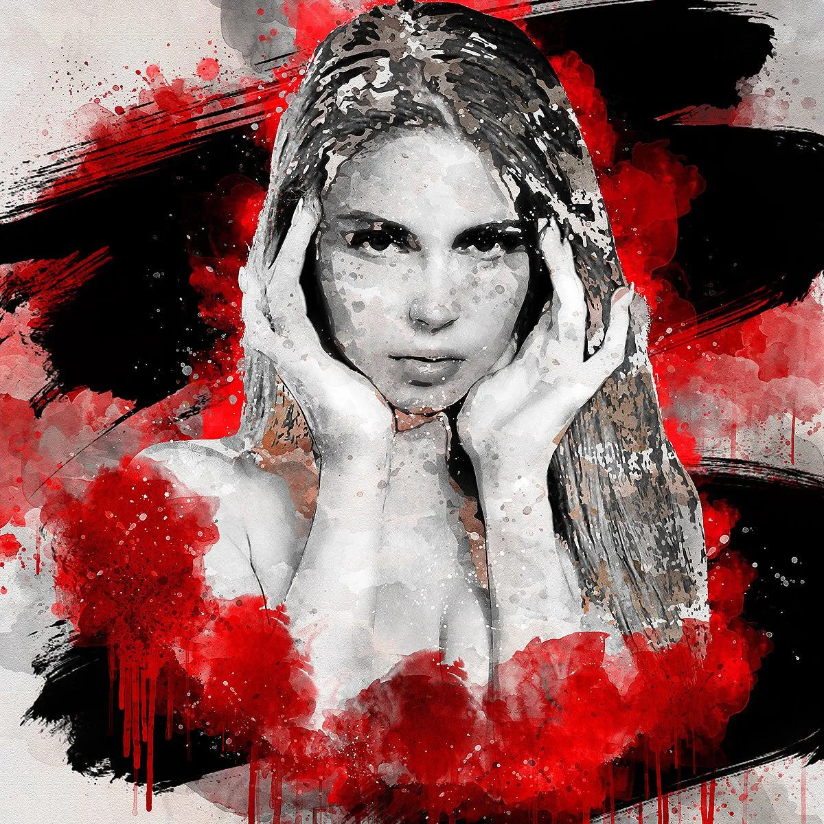 Free Mix Red Watercolor Art Photoshop Action