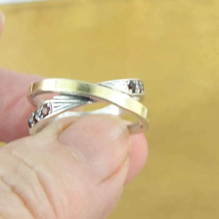 Garnet Ring 9k Yellow Gold 925 Silver  6,7,8,8.5,9 Handmade Hadar Designers (Ms)8.5y