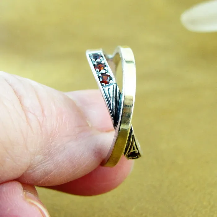 Garnet Ring 9k Yellow Gold 925 Silver  6,7,8,8.5,9 Handmade Hadar Designers (Ms)8.5y