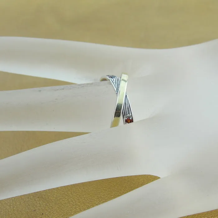 Garnet Ring 9k Yellow Gold 925 Silver  6,7,8,8.5,9 Handmade Hadar Designers (Ms)8.5y