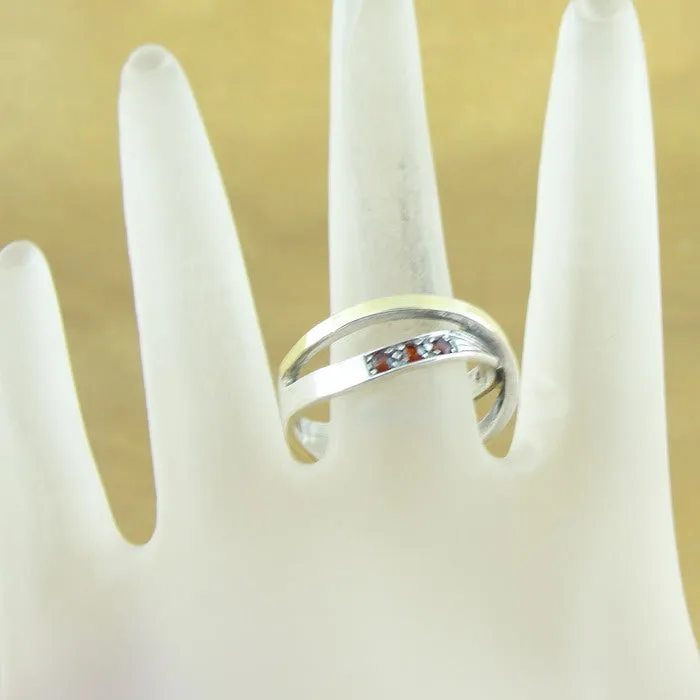 Garnet Ring 9k Yellow Gold 925 Silver  6,7,8,8.5,9 Handmade Hadar Designers (Ms)8.5y
