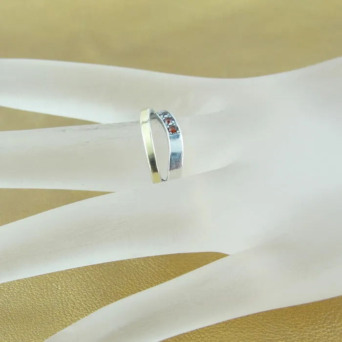 Garnet Ring 9k Yellow Gold 925 Silver  6,7,8,8.5,9 Handmade Hadar Designers (Ms)8.5y