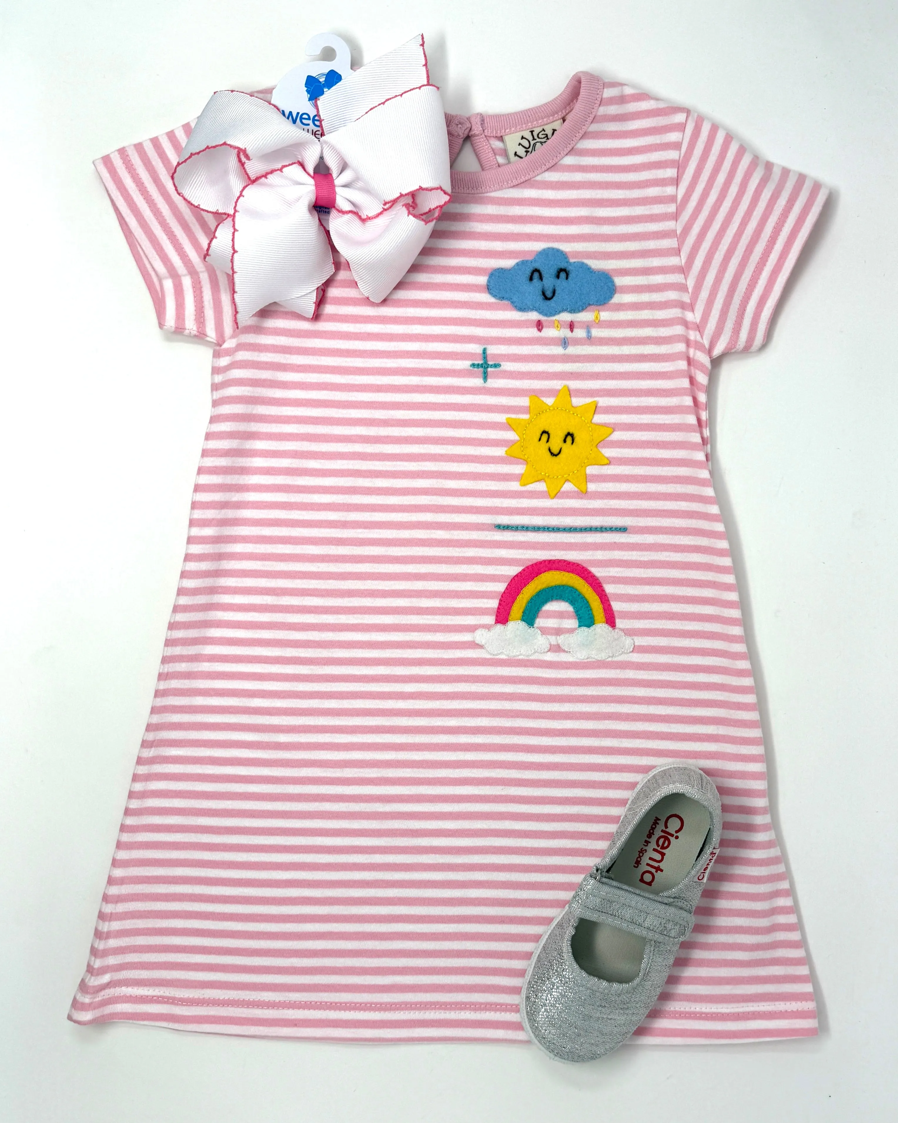Girls Rain & Sunshine Dress - Lt. Pink Stripe