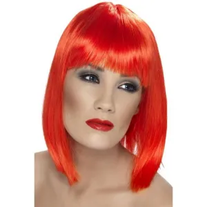 Glam Wig - Neon Red, Short