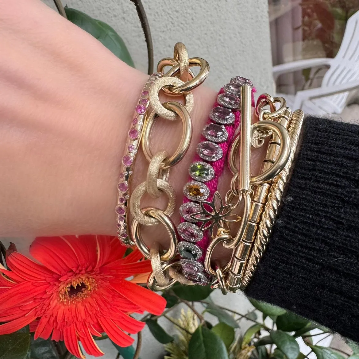 Gold & Brushed Link Bracelet