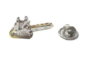 Gold and Silver Toned Chainsaw Lapel Pin