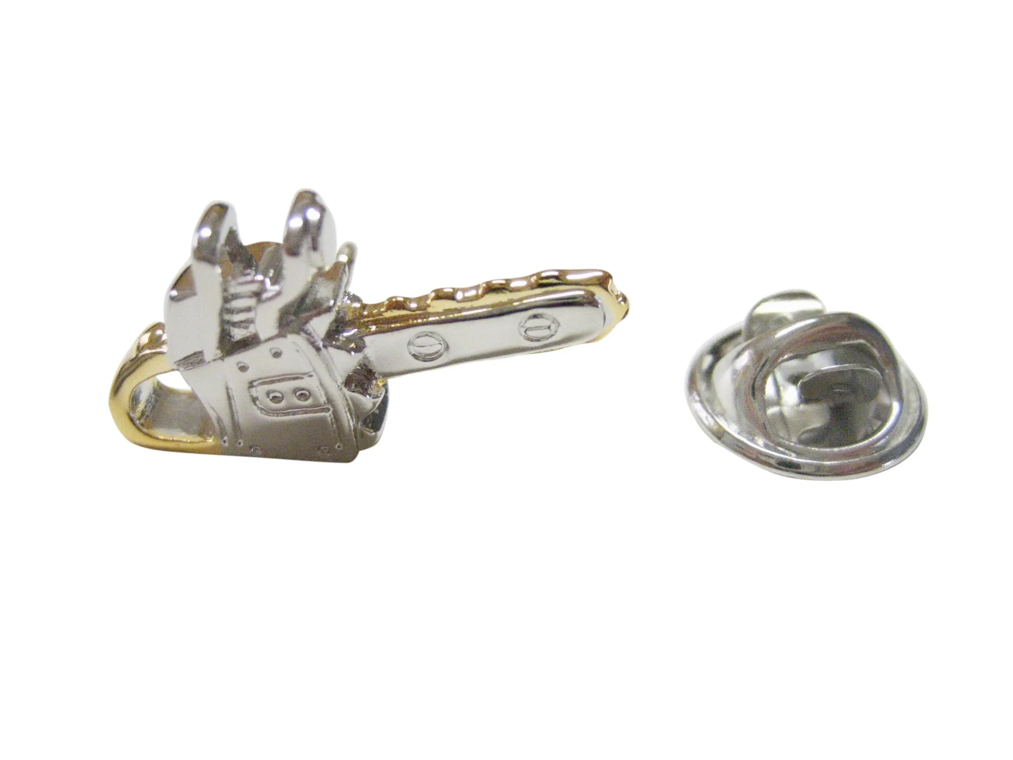 Gold and Silver Toned Chainsaw Lapel Pin