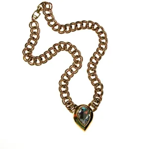 Gold Napier Statement Necklace with Huge Pear Cut Swarovski Rhinestone Crystal