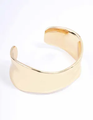 Gold Narrow Molten Wrist Cuff
