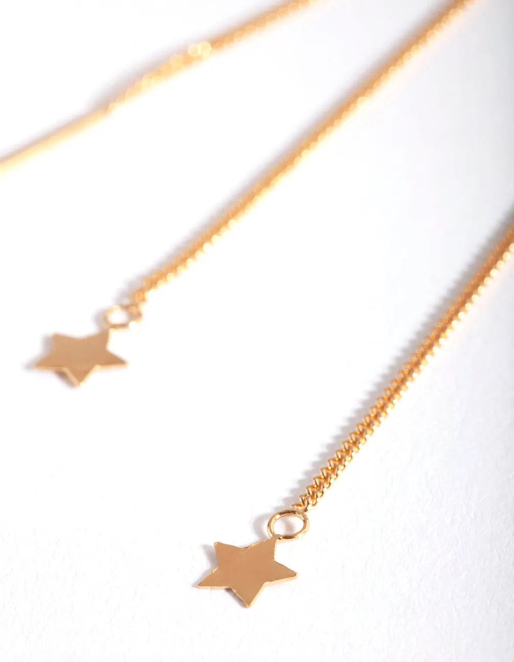 Gold Plated Sterling Silver Star Thread Through Earrings