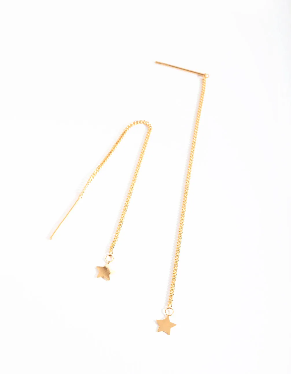 Gold Plated Sterling Silver Star Thread Through Earrings