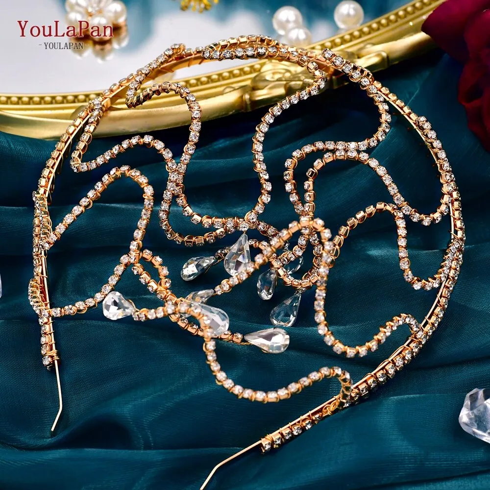 Golden Head Hoop Bridal Hair Ornaments Headband Ladies Crown