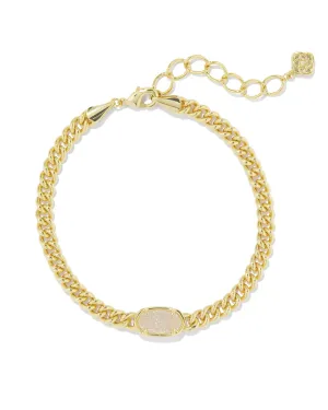 Grayson Delicate Link and Chain Bracelet Gold Iridescent Drusy