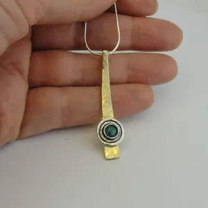 Hadar Designers 9k Yellow Gold 925 Silver Kyanite Pendant Handmade (ms 1609)