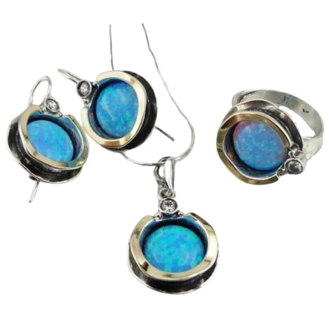 Hadar Designers 9k Yellow Gold 925 Silver Red Garnet Earrings Handmade (ms 958)