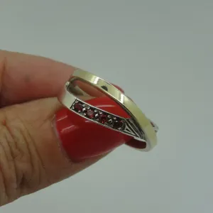 Hadar Designers 9k Yellow Gold 925 Silver Red Zircon Ring 8.5 Handmade (Ms 790)Y