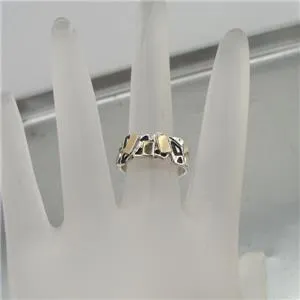 Hadar Designers 9k Yellow Gold 925 Silver Ring, Handmade Art (vs)