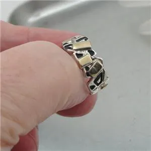 Hadar Designers 9k Yellow Gold 925 Silver Ring, Handmade Art (vs)