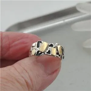 Hadar Designers 9k Yellow Gold 925 Silver Ring, Handmade Art (vs)