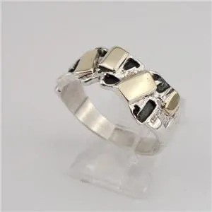 Hadar Designers 9k Yellow Gold 925 Silver Ring, Handmade Art (vs)