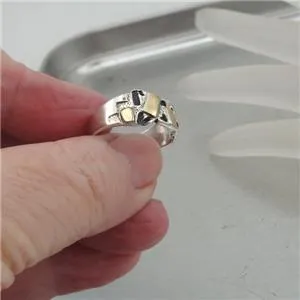 Hadar Designers 9k Yellow Gold 925 Silver Ring, Handmade Art (vs)