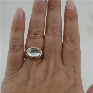 Hadar Designers 9k Yellow Gold 925 Silver White Zircon Ring 6.5, 7, 7.5 Handmade