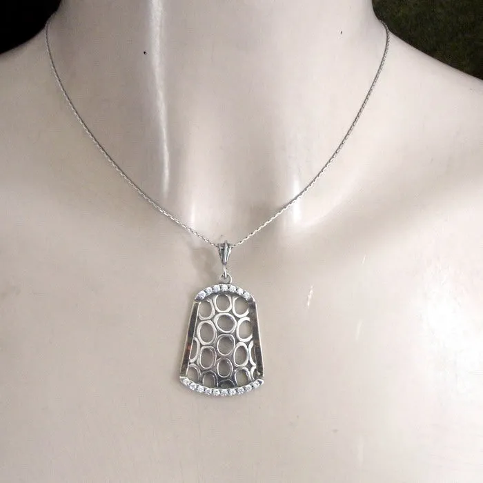 Hadar Designers 9k Yellow Gold 925 Silver Zircon Pendant Artist Handmade (ms)