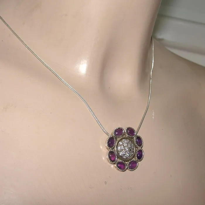 Hadar Designers 9k Yellow Gold 925 Sterling Silver Amethyst Pendant Handmade ()y