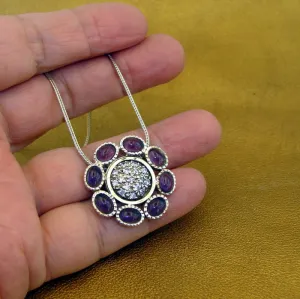 Hadar Designers 9k Yellow Gold 925 Sterling Silver Amethyst Pendant Handmade ()y