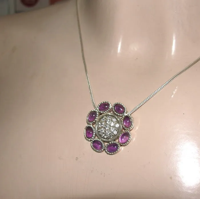 Hadar Designers 9k Yellow Gold 925 Sterling Silver Amethyst Pendant Handmade ()y